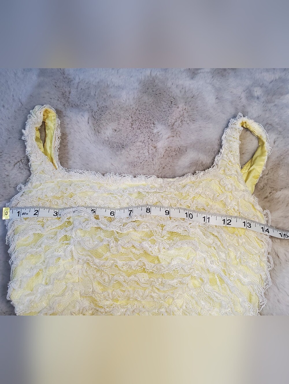 Vintage Yellow Lace Cottagecore Dress Romantic Prairie Coquette Bridgeton 1960's - Picture 12 of 12